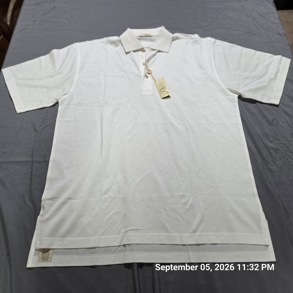 Peter Millar Mens Solid Luxury Mesh Polo Shirt White Short Sleeve Anthem M